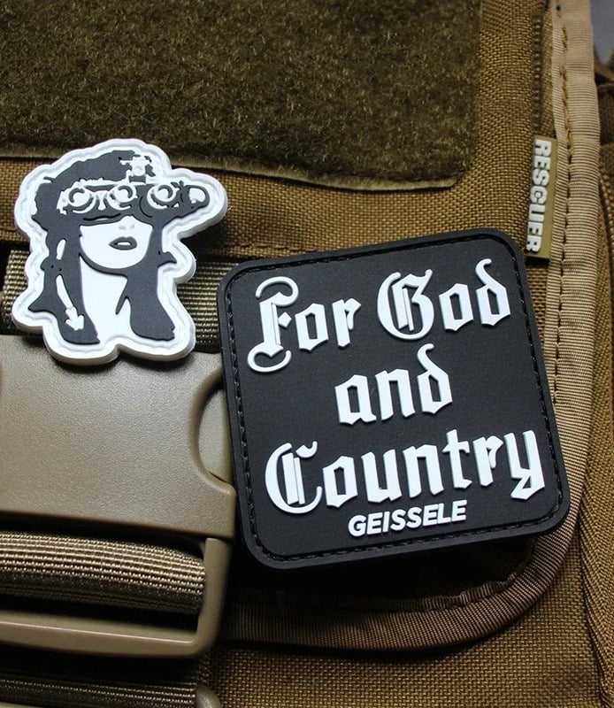 custom rubber patches on a tactical bag